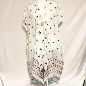 J. Crew Embroidered Beach Poncho Cover Up OSFM